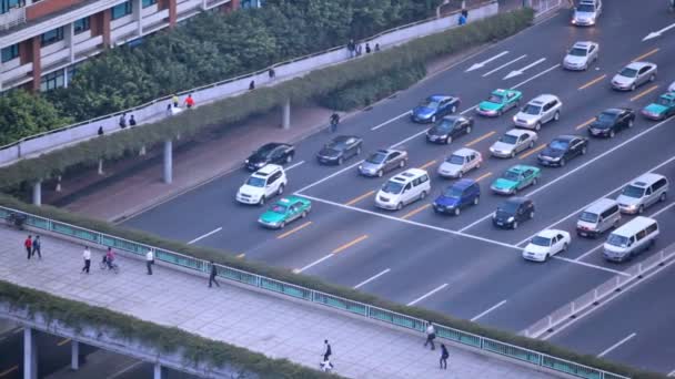 Fußgängerbrücke von Guangzhou — Stockvideo