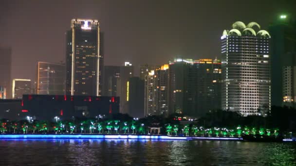 Panorama nocturno del río Pearl — Vídeos de Stock