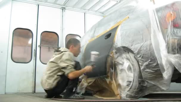 Porta mecânica do carro da pintura — Vídeo de Stock