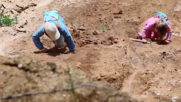 Hermano con hermana subir en pendiente , — Vídeos de Stock