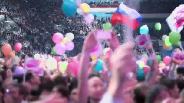 Fans wave flags during concert — Stock Video