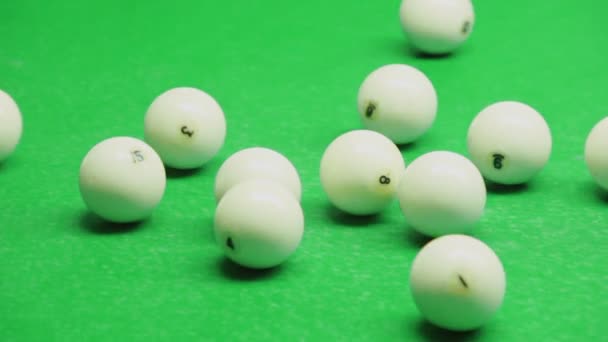 First shot breaks billiard balls — Stock Video