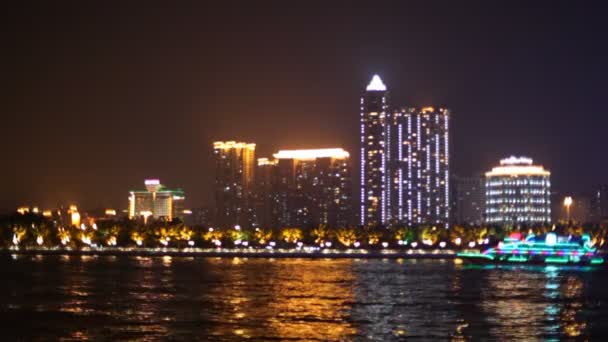 Touristic vessel at night — Stock Video