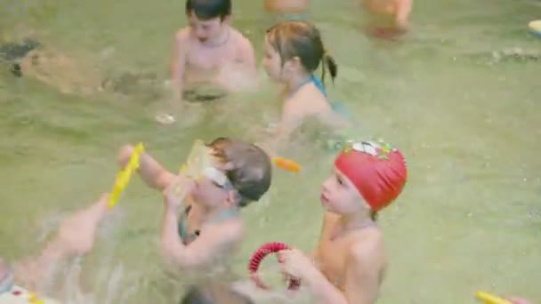 Les enfants jouent dans la piscine — Video