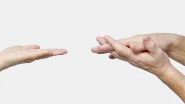 Kadın yaşlılar palmiye ve eller mans