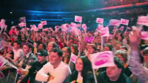 Fans wave flags on concert — Stock Video