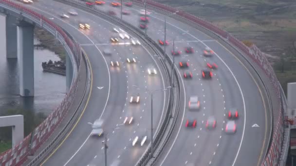 Car traffic on bridge — Stock Video