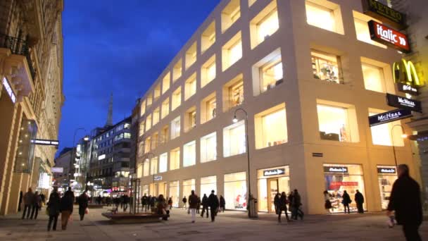 Calle peatonal principal Kartner Strasse — Vídeo de stock