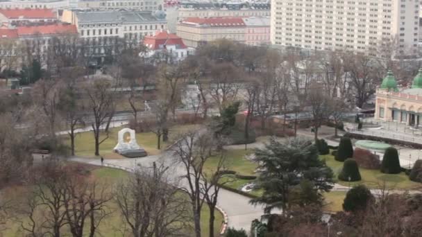 Monument to Strauss and park near it — Stock Video