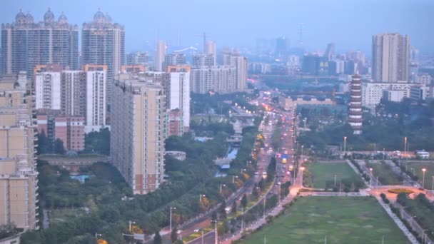 Guangzhou panoramisch luchtfoto verkeer weergave — Stockvideo