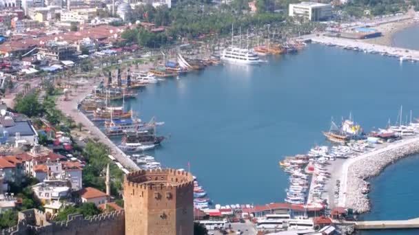 Gemilerle bağlantı noktası Alanya Cumhuriyeti — Stok video
