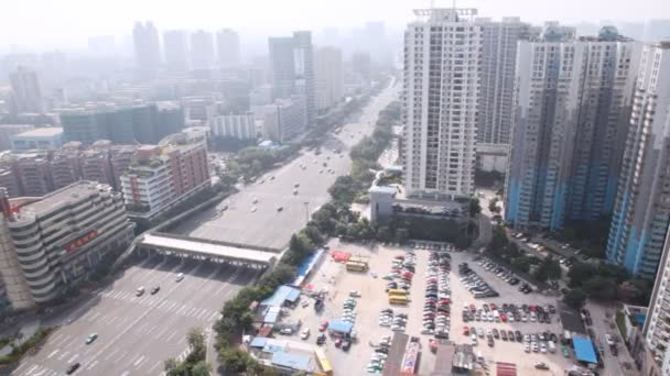 Morning aerial view of street — Stock Video