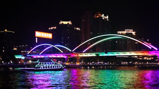 Jiefang brug over de Parelrivier — Stockvideo