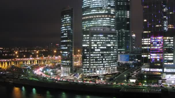Moskova New City gece görünümü — Stok video