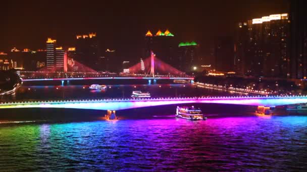 Haiyin bridge at night — Stock Video