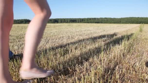 Guy with girl go holding hands — Stock Video