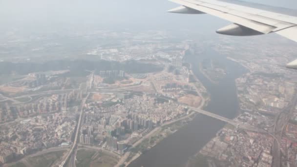Stadsbilden i Guangzhou med Zhujiang floden — Stockvideo