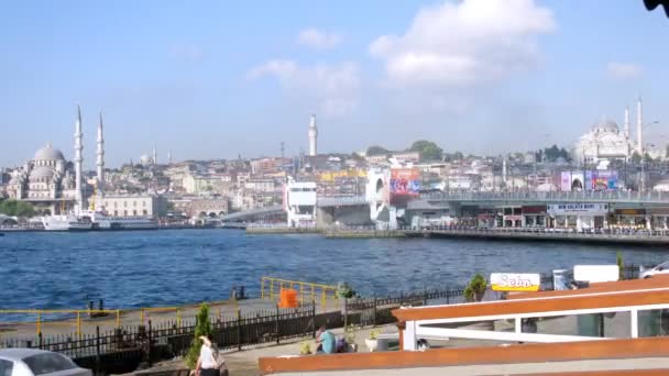 Ships float in bay Golden horn — Stock Video