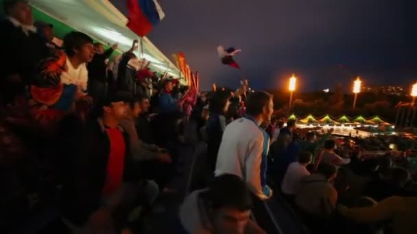 Russian football fans watch game — Stock Video