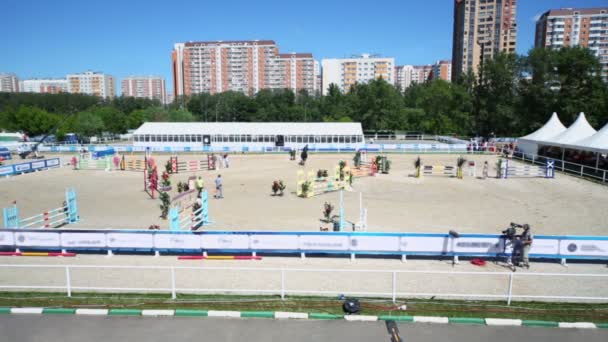 एथलीट घोड़े प्रतियोगिताओं में भाग लेते हैं — स्टॉक वीडियो