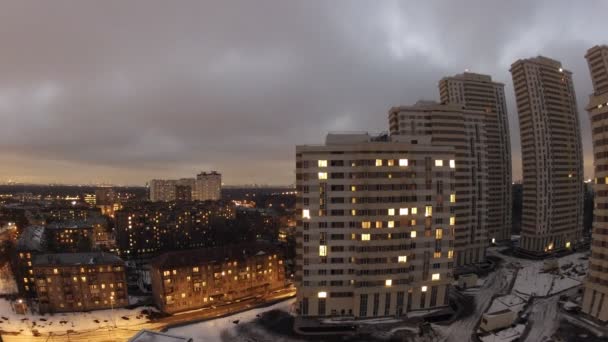 Panorama of city in evening — Stock Video