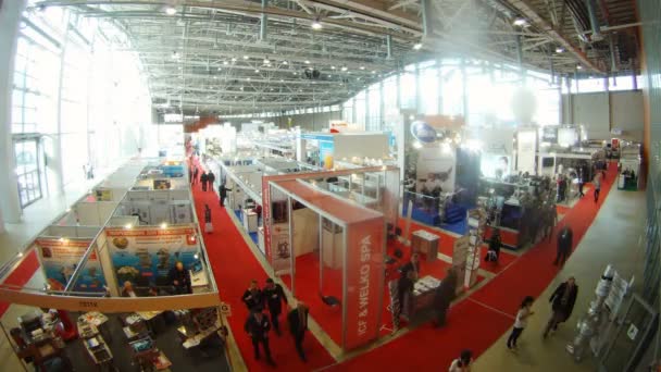 Mensen lopen op International Exhibition — Stockvideo