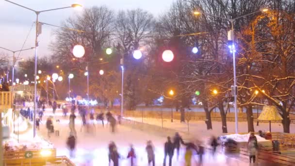 Mensen schaatsen in park — Stockvideo