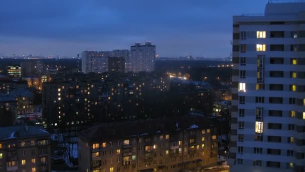Stadtpanorama am Abend — Stockvideo