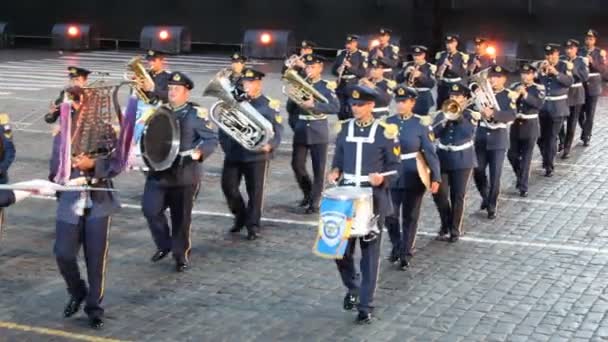 Orchestra of Air Force of Greece parade. — Stock Video