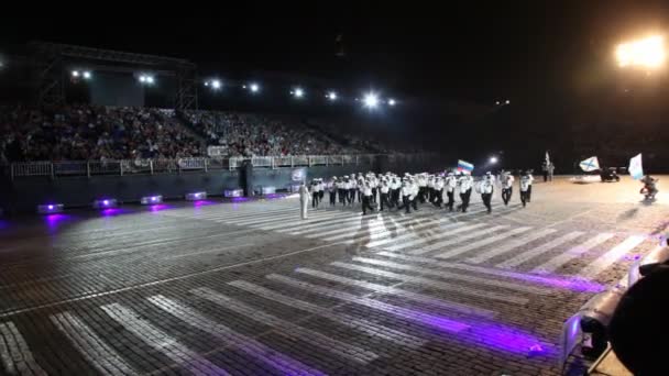 Russian navy orchestra parade — Stock Video