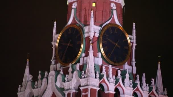 Spasskaya Clock tower in Red Square — Stock Video