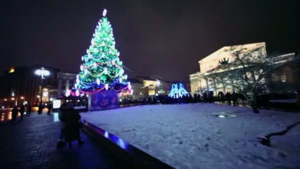 Ludzie chodzą w pobliżu Teatr Bolszoj — Wideo stockowe