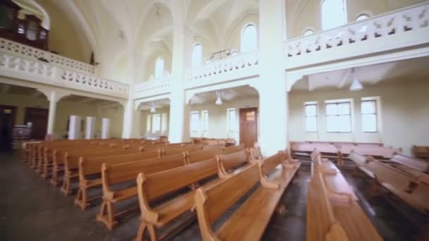 Benches in Evangelical Lutheran Cathedral — Stock Video