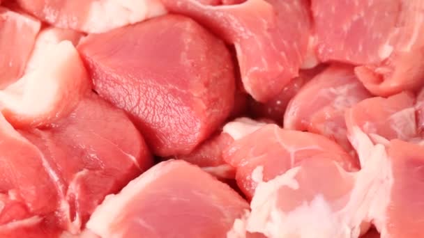 Pieces of fresh raw meat — Stock Video