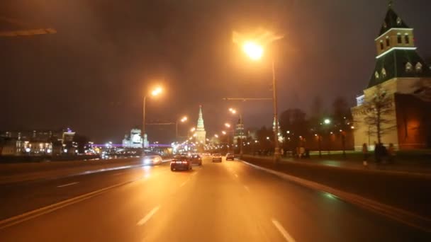 Driving through the city at night — Stock Video