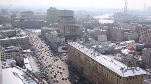 Staden panorama med trafik på Garden Ring — Stockvideo