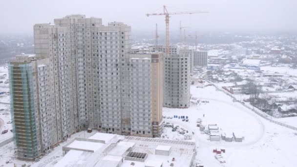 Panorama aéreo de bloques en construcción — Vídeo de stock