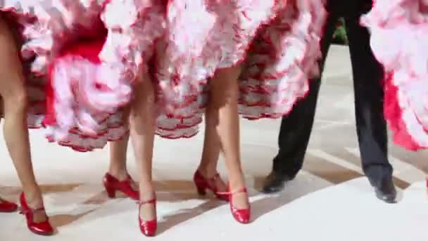 Cancan dancers shake dresses — Stock Video