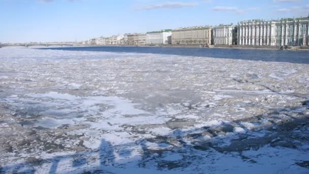 Winter palace with Neva river — Stock Video
