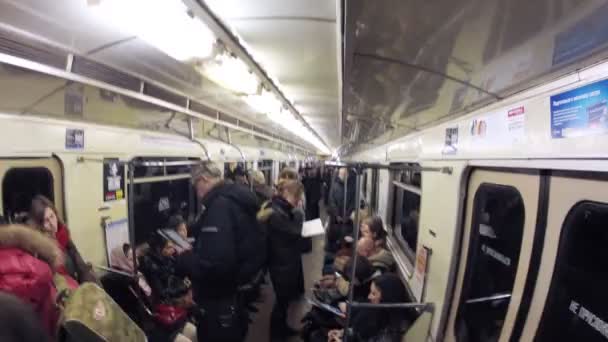 People using subway train — Stock Video