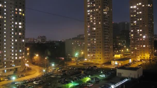 Night panorama of city street — Stock Video