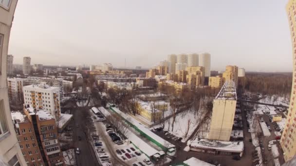 Beautiful panorama of city in morning — Stock Video