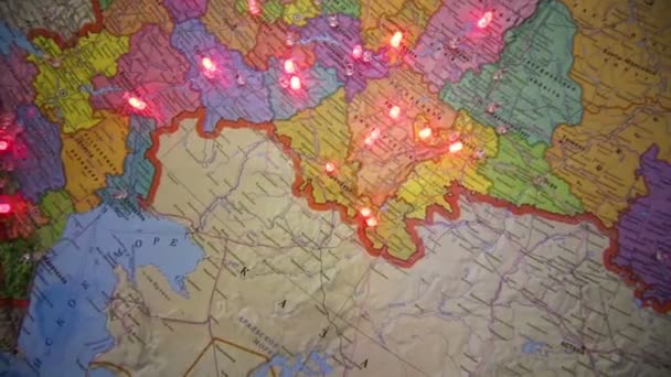 Mapa de Rusia con luces parpadeantes — Vídeo de stock