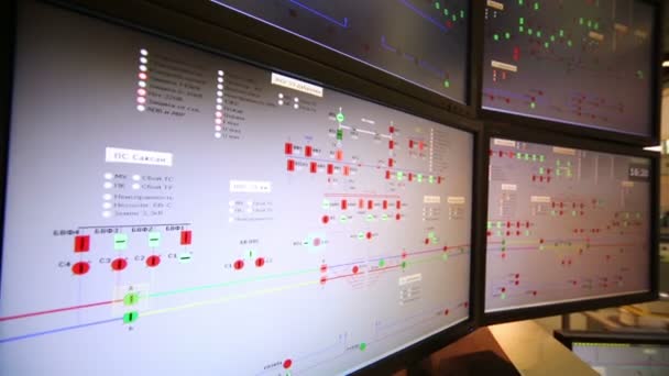 Electronic panel with railway scheme — Stock Video
