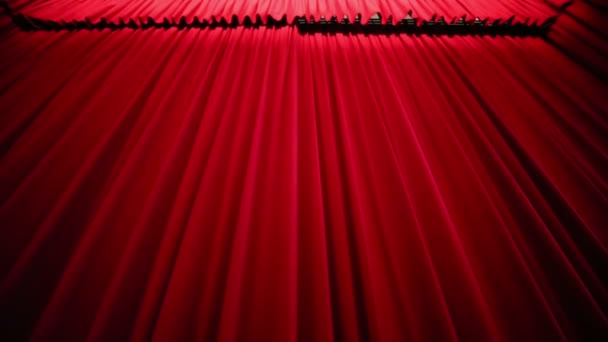 Beautiful red curtain in cinema theater — Stock Video