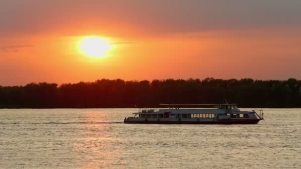 Touristic vessel sail down river — Stock Video