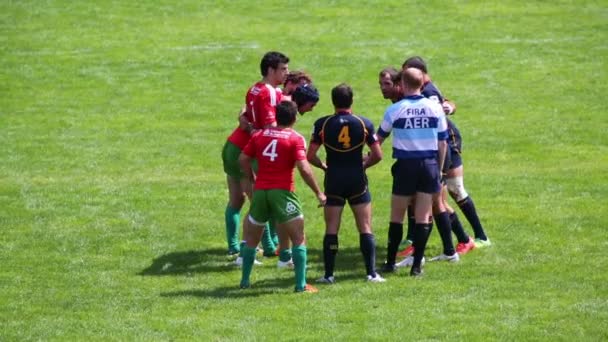 Jogadores de rugby jogando — Vídeo de Stock