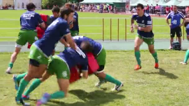 Treinamento da equipe de rugby antes do jogo — Vídeo de Stock