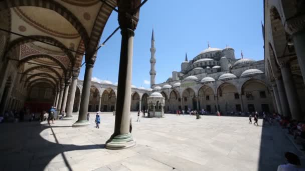 Folk i sultanahmetmoskens bakgård – stockvideo