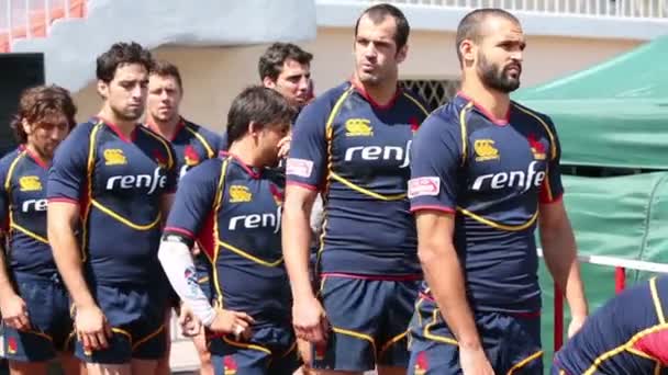 Jogadores de rugby antes do jogo — Vídeo de Stock